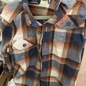 Long sleeved boys plaid shirt
